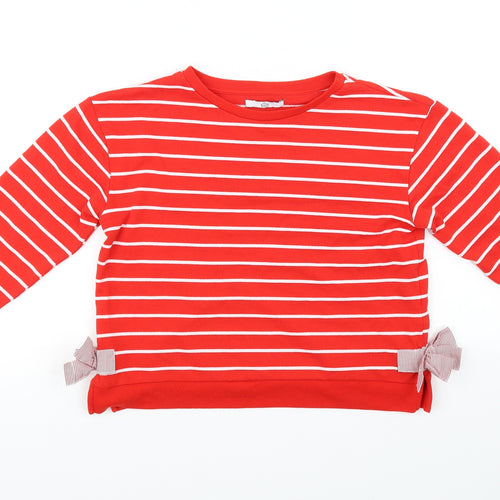 M&S Kids Girls Red Striped  Pullover Jumper Size 12-13 Years  - bows