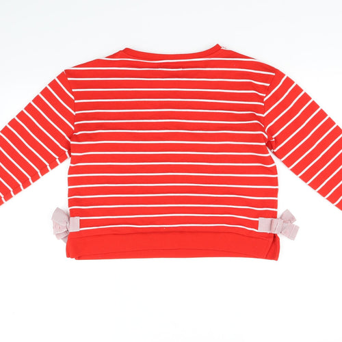 M&S Kids Girls Red Striped  Pullover Jumper Size 12-13 Years  - bows