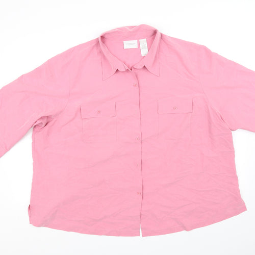 Liz Claiborne Womens Pink   Basic Button-Up Size 3XL
