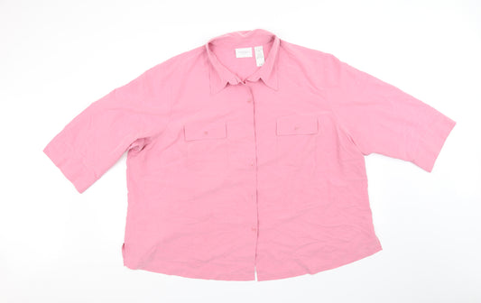 Front view of Liz Claiborne women’s pink basic button-up, size 3XL