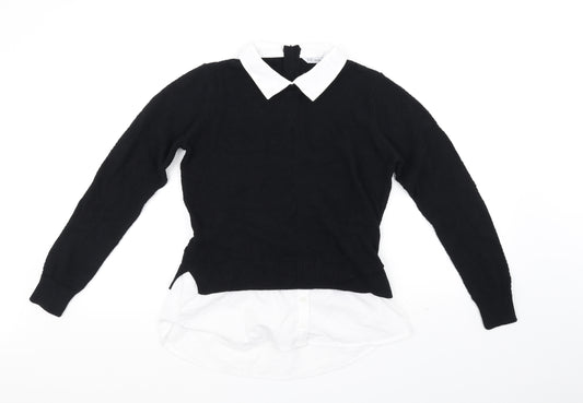 Front view of f&F school girls’ black jumper, size 11-12, years