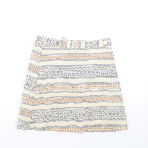 River Island Girls White Geometric  Flare Skirt Size 12 Years