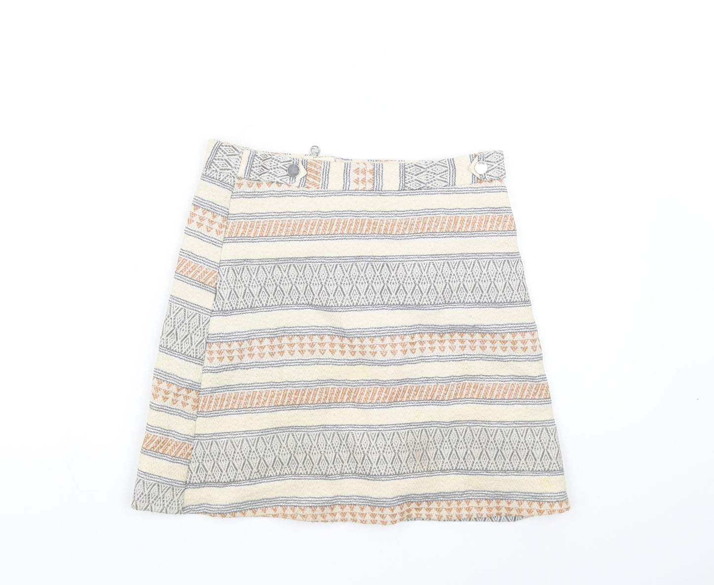 River Island Girls White Geometric  Flare Skirt Size 12 Years