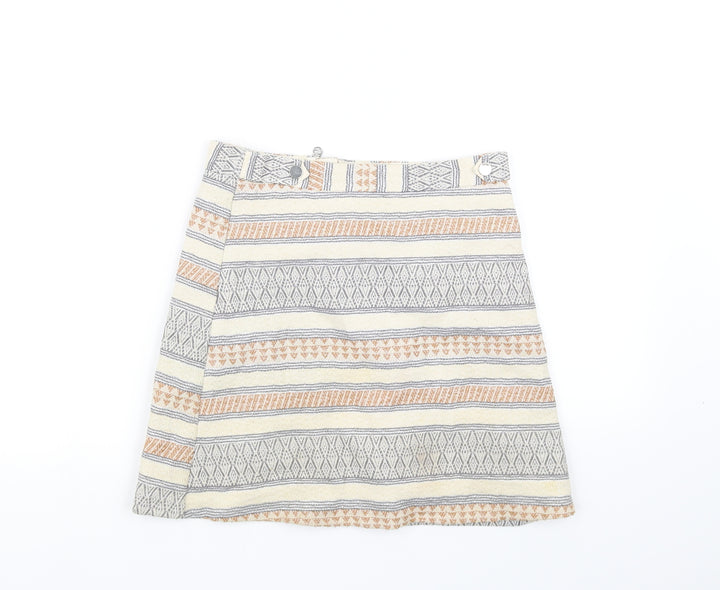 River Island Girls White Geometric  Flare Skirt Size 12 Years