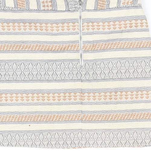 River Island Girls White Geometric  Flare Skirt Size 12 Years