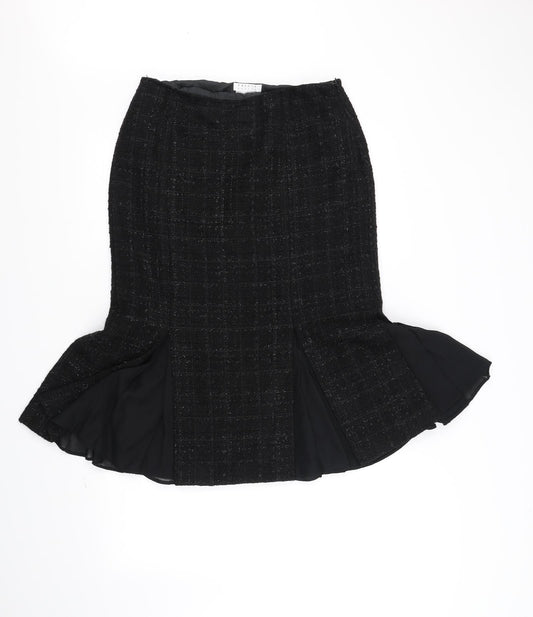 Front view of Precis PETITE women’s black flare skirt, size UK 12