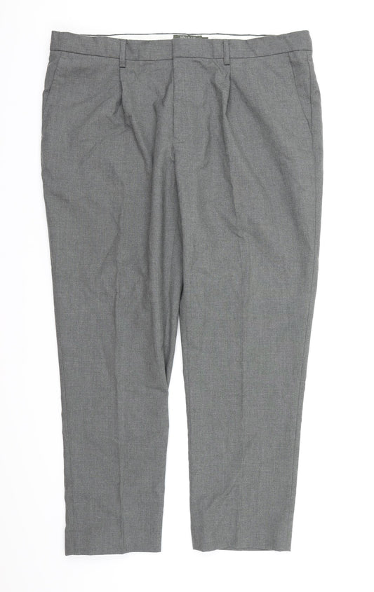 Front view of Williams & Brown men’s grey rayon dress pants trousers, 28-inch leg