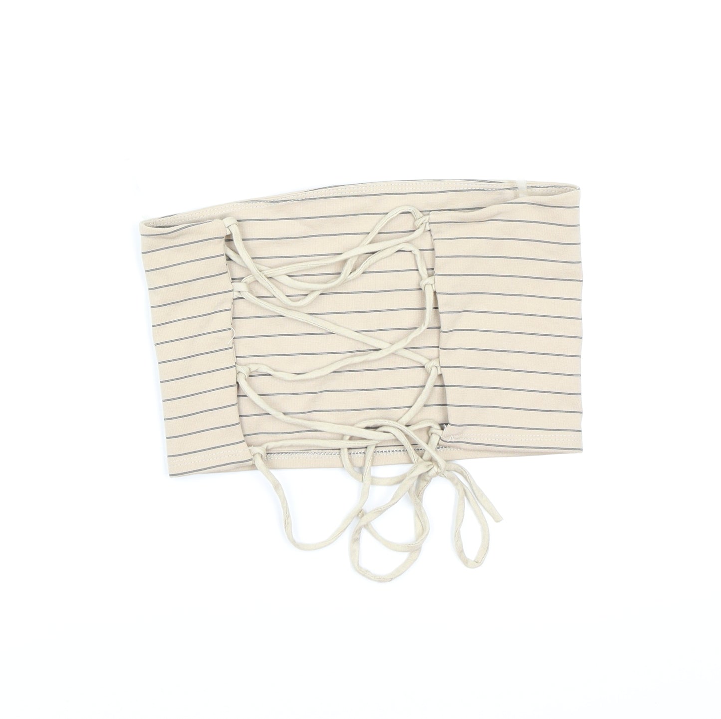 Fashion Nova Womens Beige Striped  Cropped Tank Size M