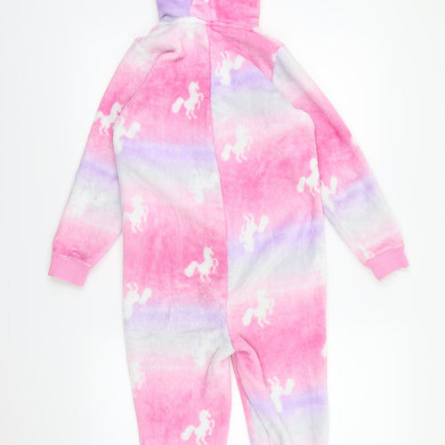 Matalan Girls Pink  Fleece Top One Piece Size 8 Years  - unicorn all in one