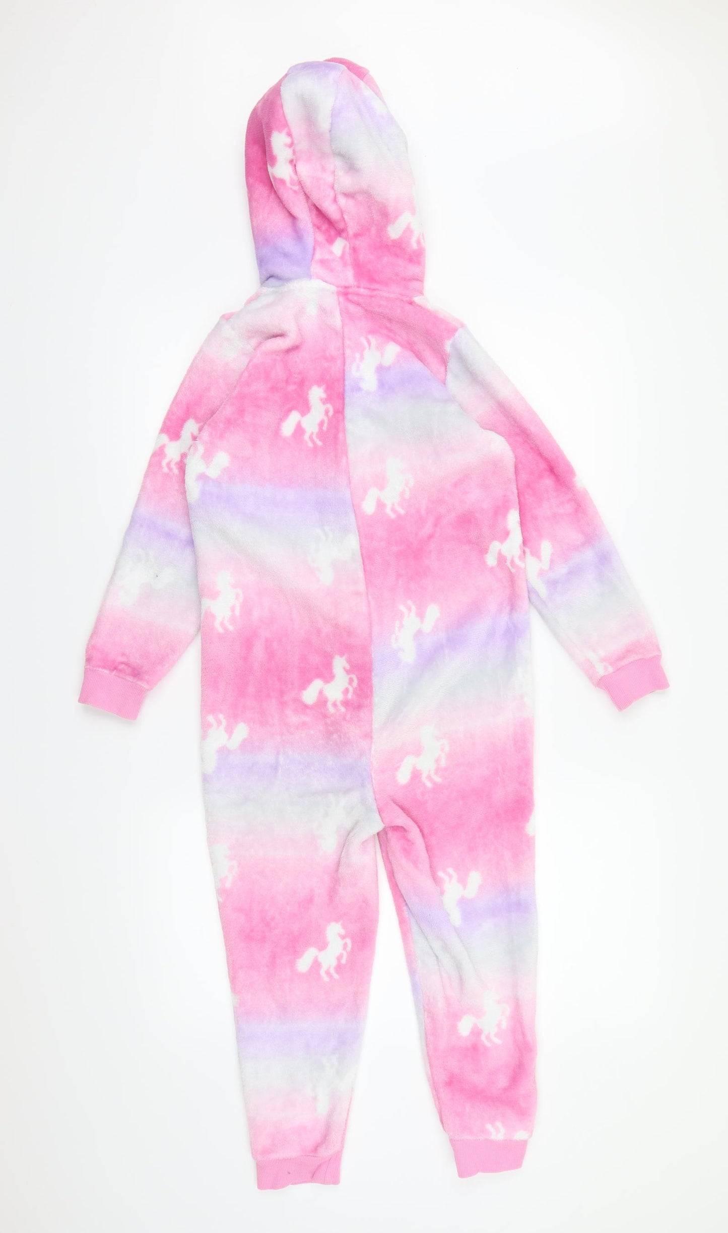 Matalan Girls Pink  Fleece Top One Piece Size 8 Years  - unicorn all in one