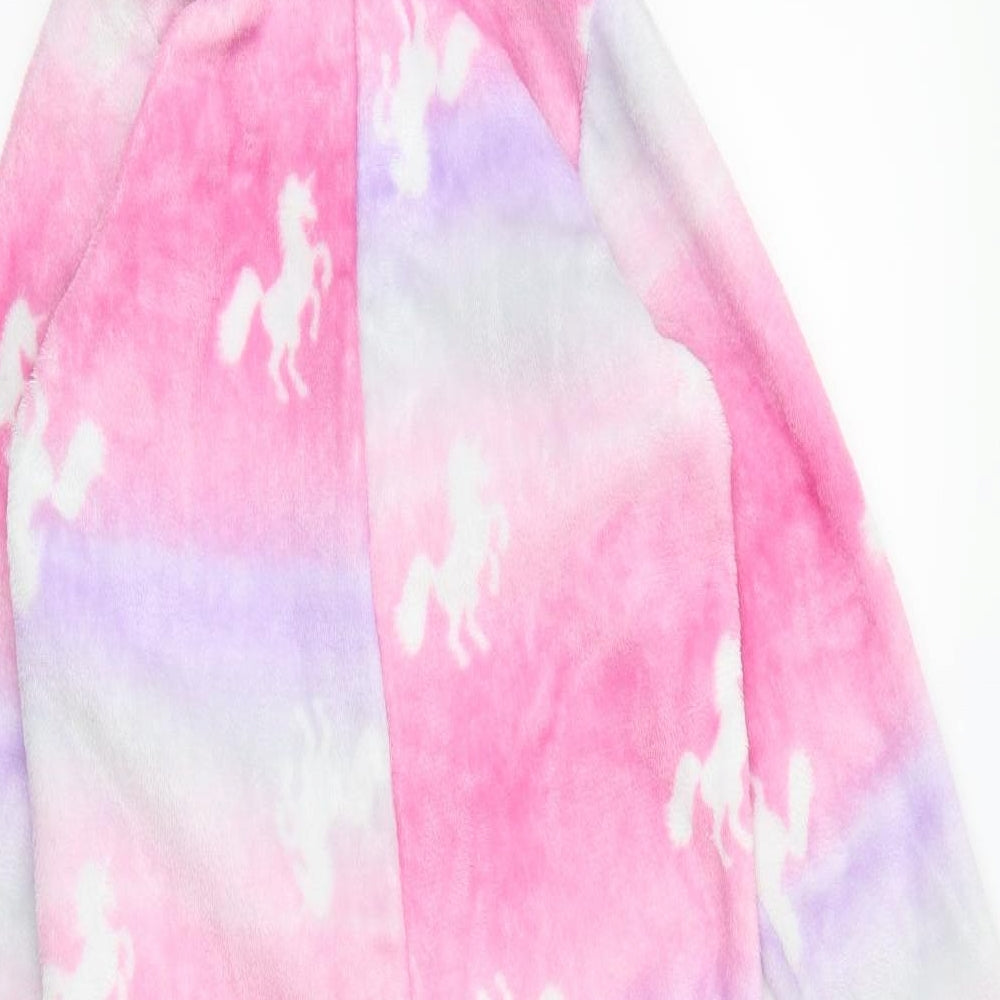 Matalan Girls Pink  Fleece Top One Piece Size 8 Years  - unicorn all in one
