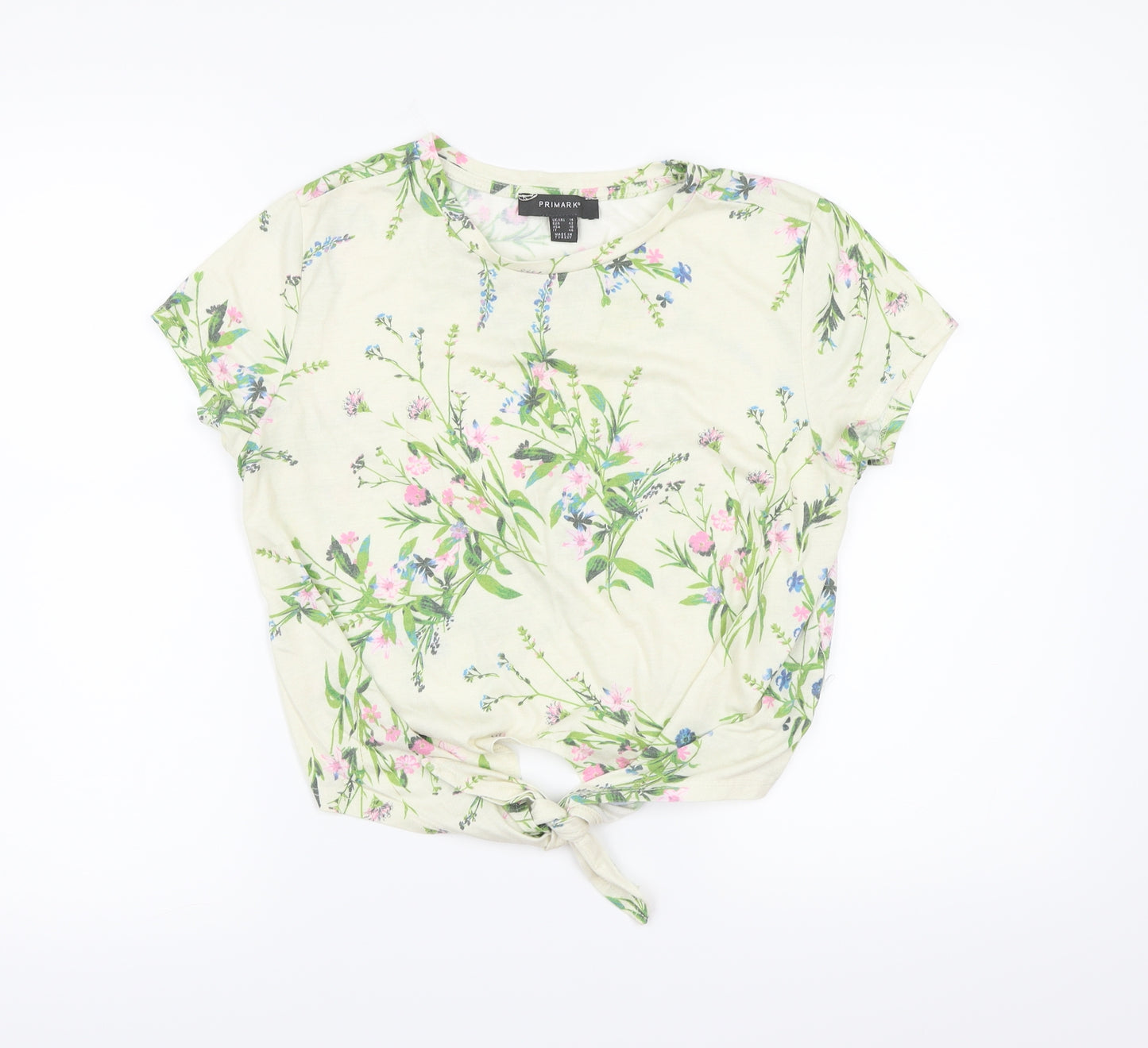 Primark Womens Beige Floral  Wrap T-Shirt Size 14