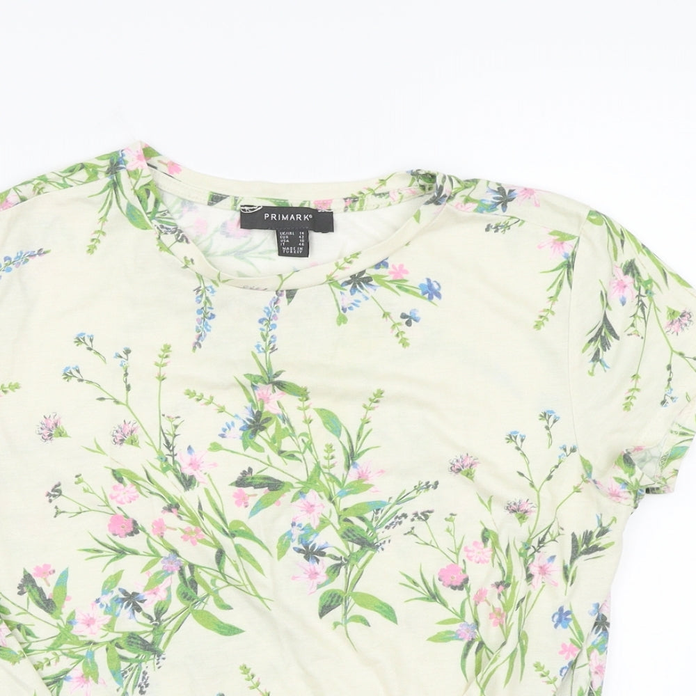 Primark Womens Beige Floral  Wrap T-Shirt Size 14