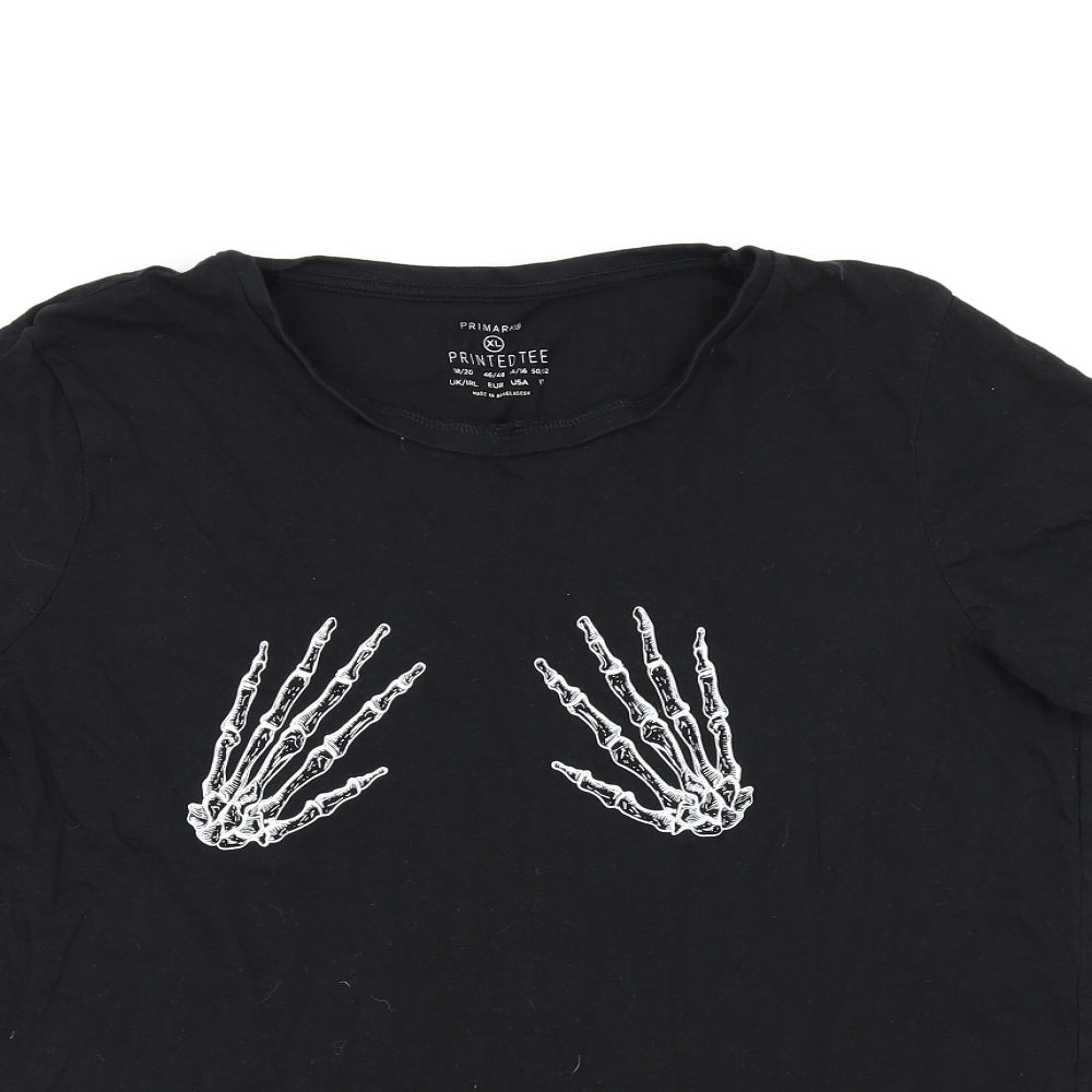 Primark Womens Black   Basic T-Shirt Size 18  - Halloween