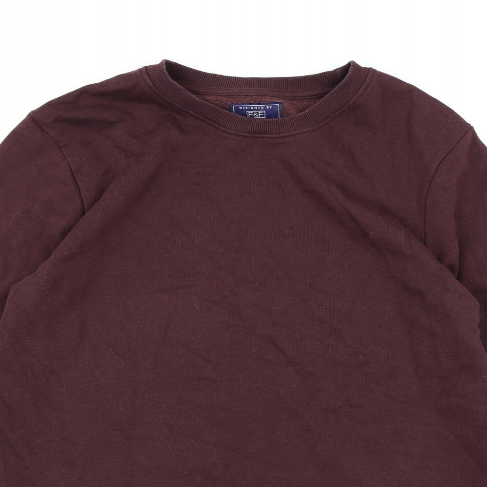 F&F Mens Brown  Jersey Pullover Sweatshirt Size S