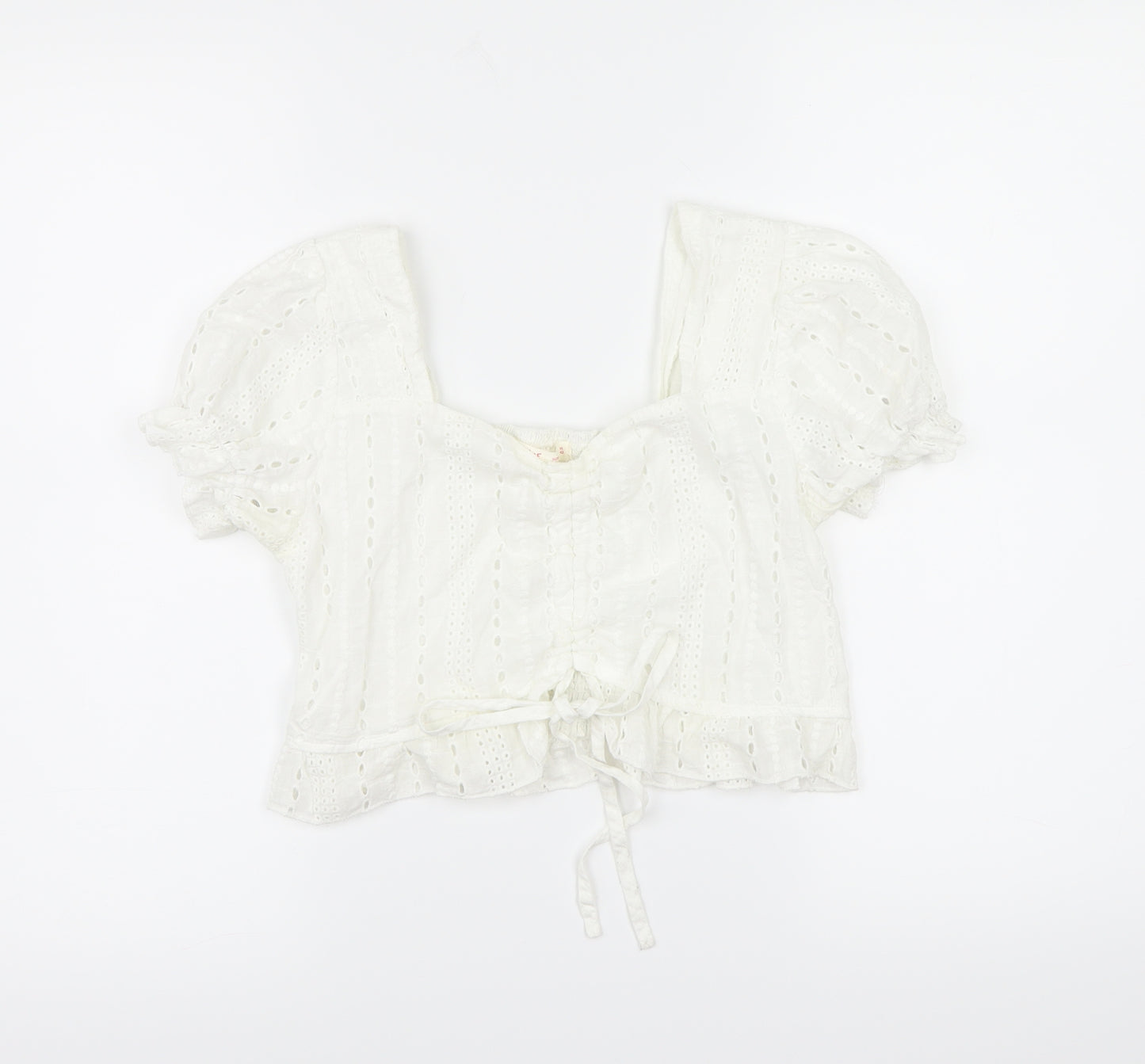 ROMWE Womens White   Cropped Blouse Size L