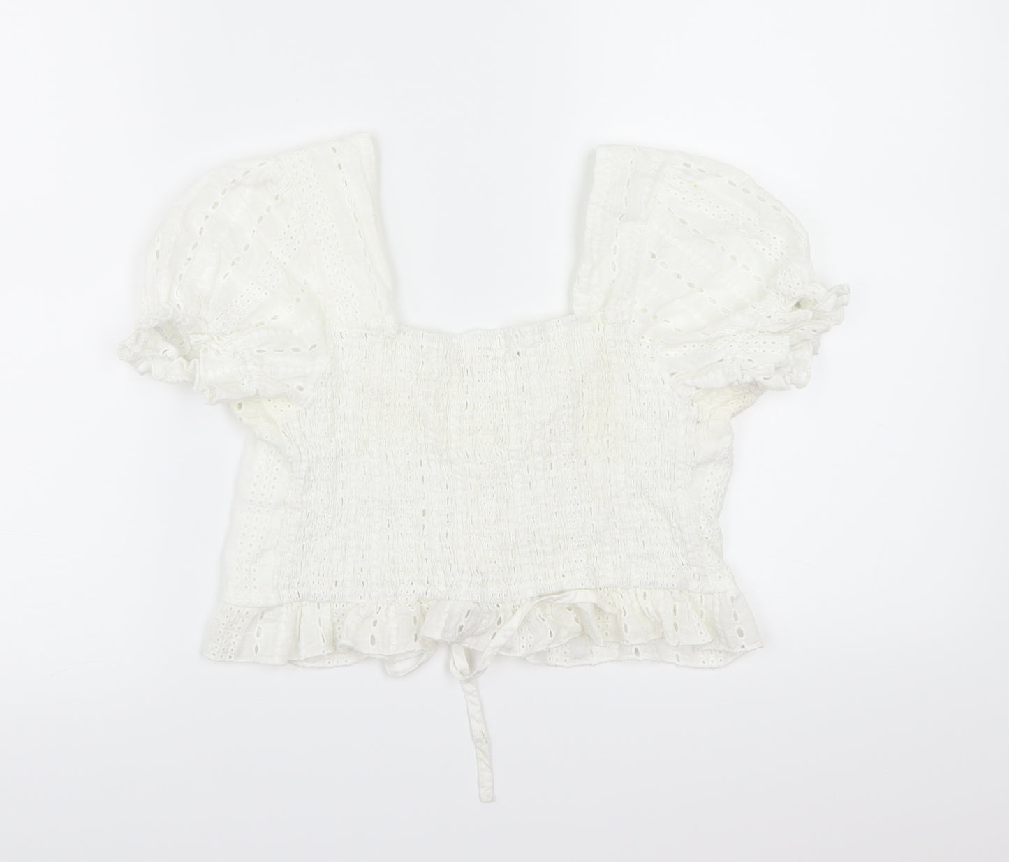 ROMWE Womens White   Cropped Blouse Size L