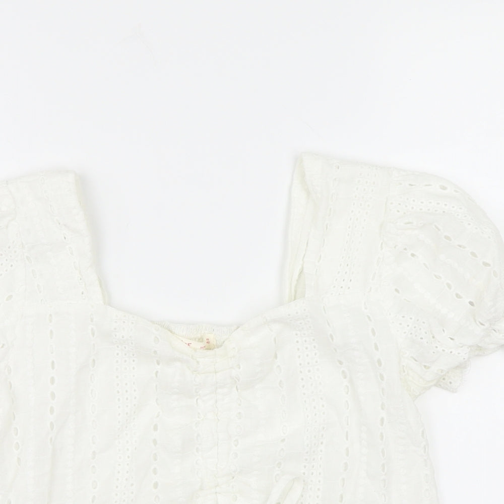 ROMWE Womens White   Cropped Blouse Size L