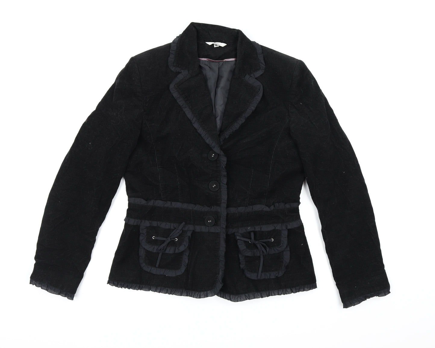 Klass Collection Womens Black  Corduroy Jacket Blazer Size 12