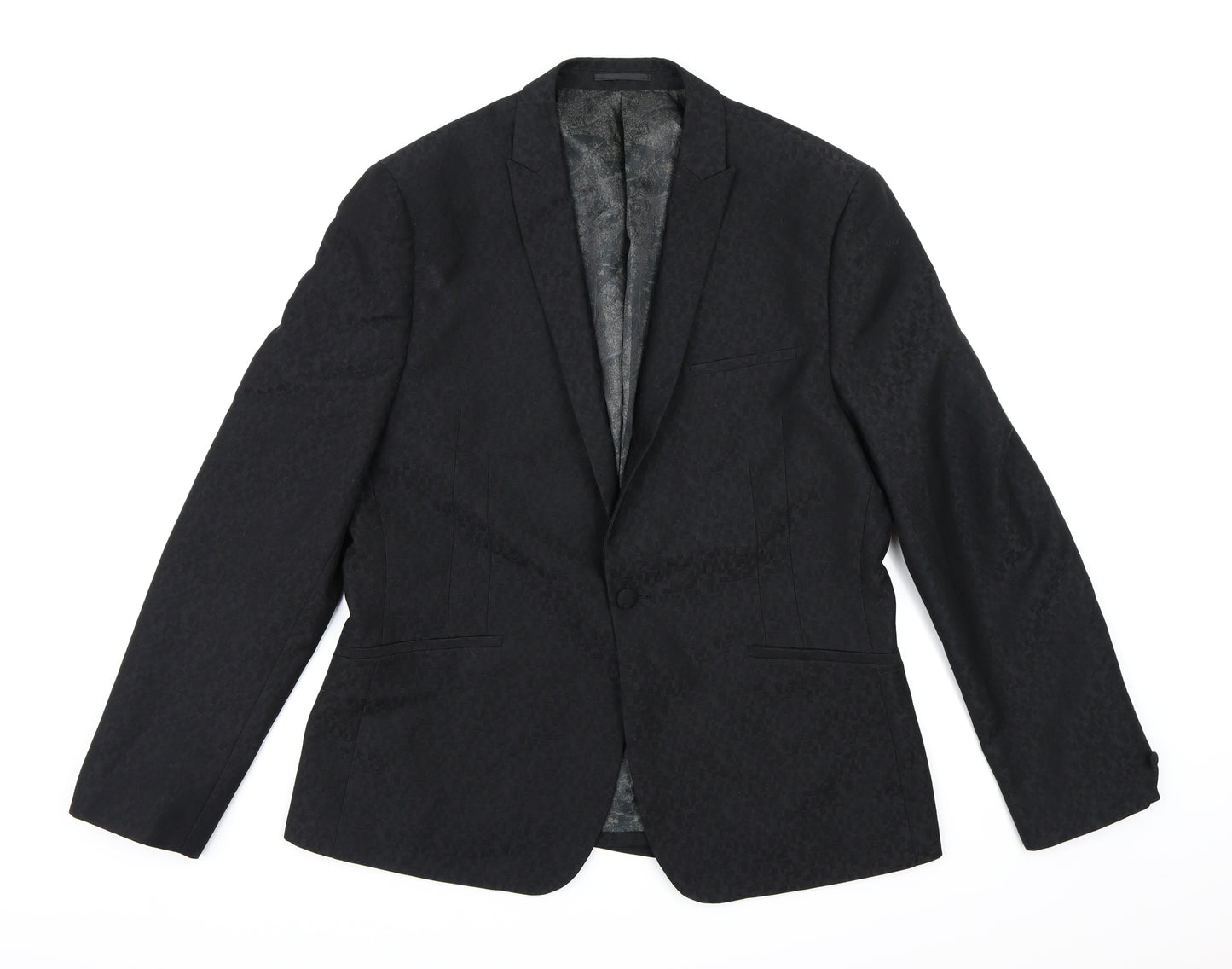 Label Lab Mens Black Check Rayon Jacket Blazer Size 44