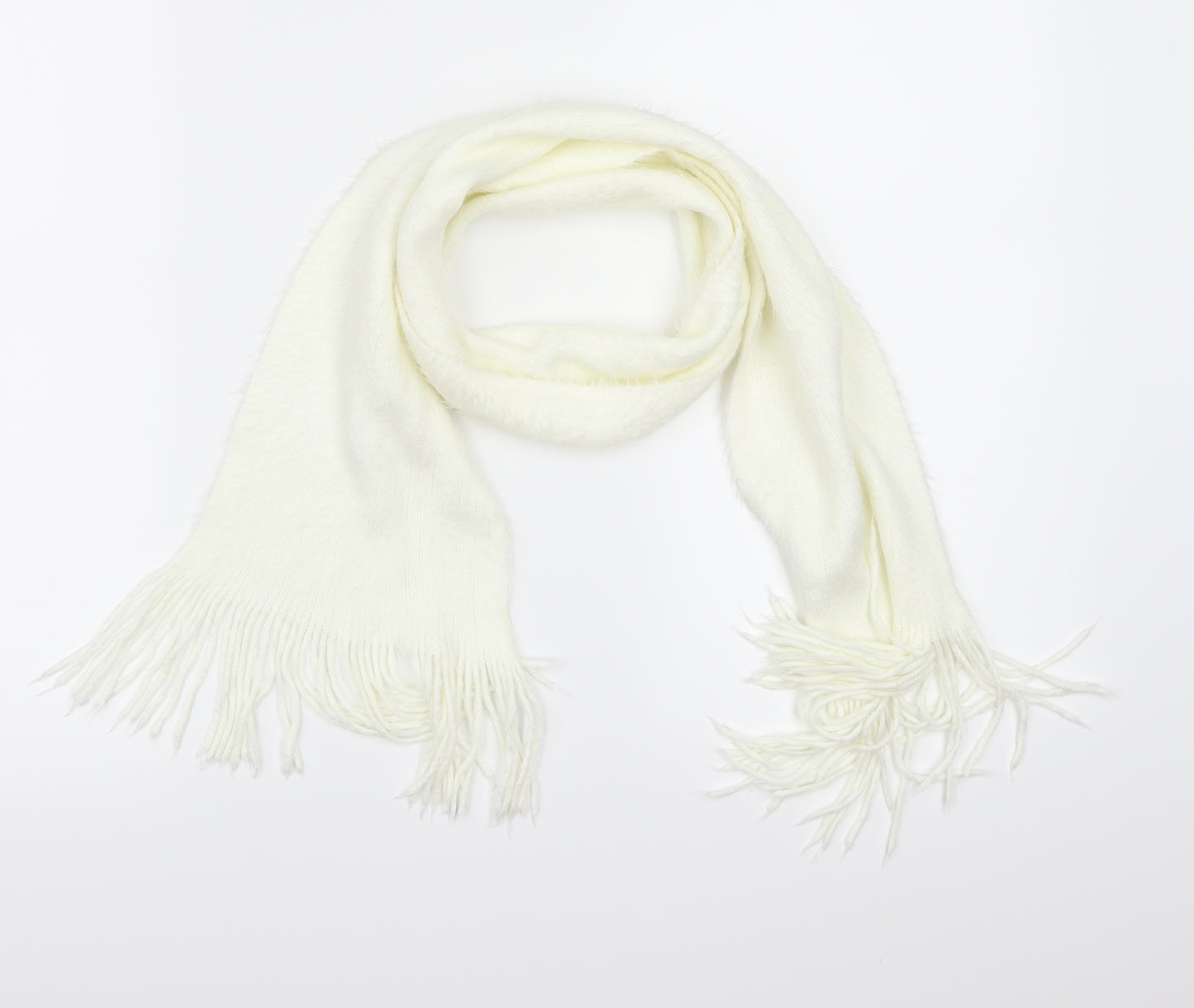 Preworn Womens White  Fleece  Scarf