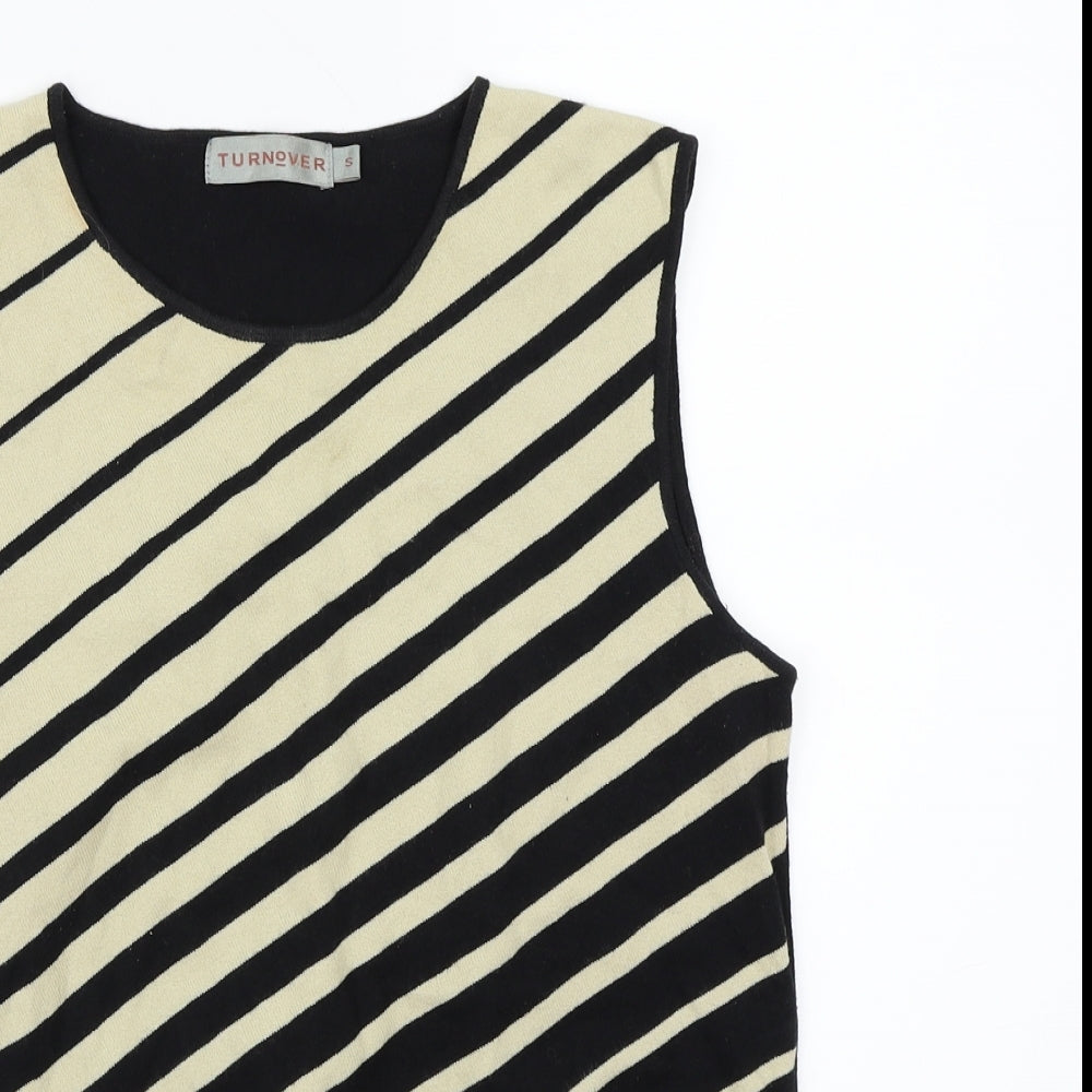 Turnover Womens Blue Striped Knit Vest Jumper Size S