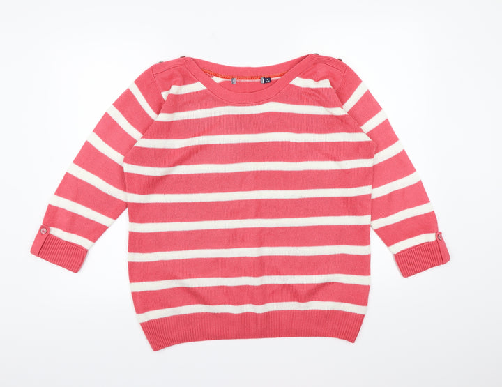 EWM Womens Pink Striped Knit Pullover Jumper Size 14