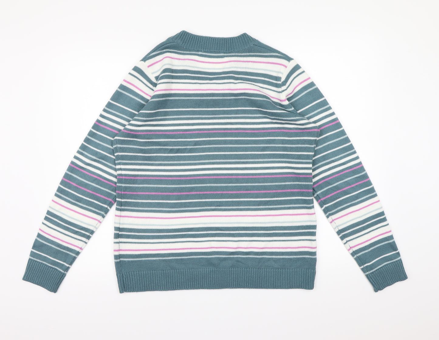 EWM Womens Blue Striped Knit Pullover Jumper Size 14