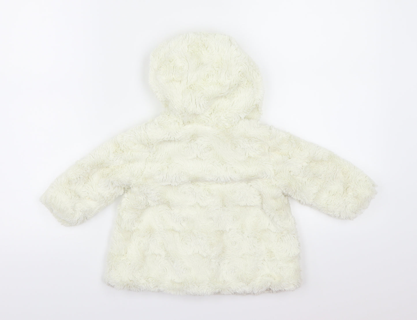 George Girls White  Fleece Basic Coat Coat Size 6-9 Months