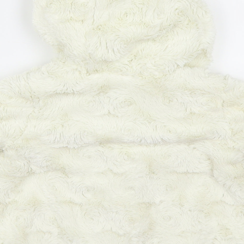 George Girls White  Fleece Basic Coat Coat Size 6-9 Months