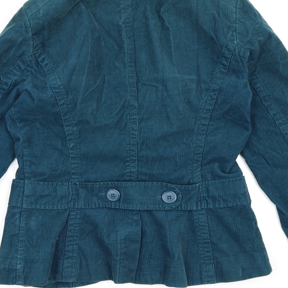 H&M Womens Blue  Corduroy Jacket Blazer Size 8