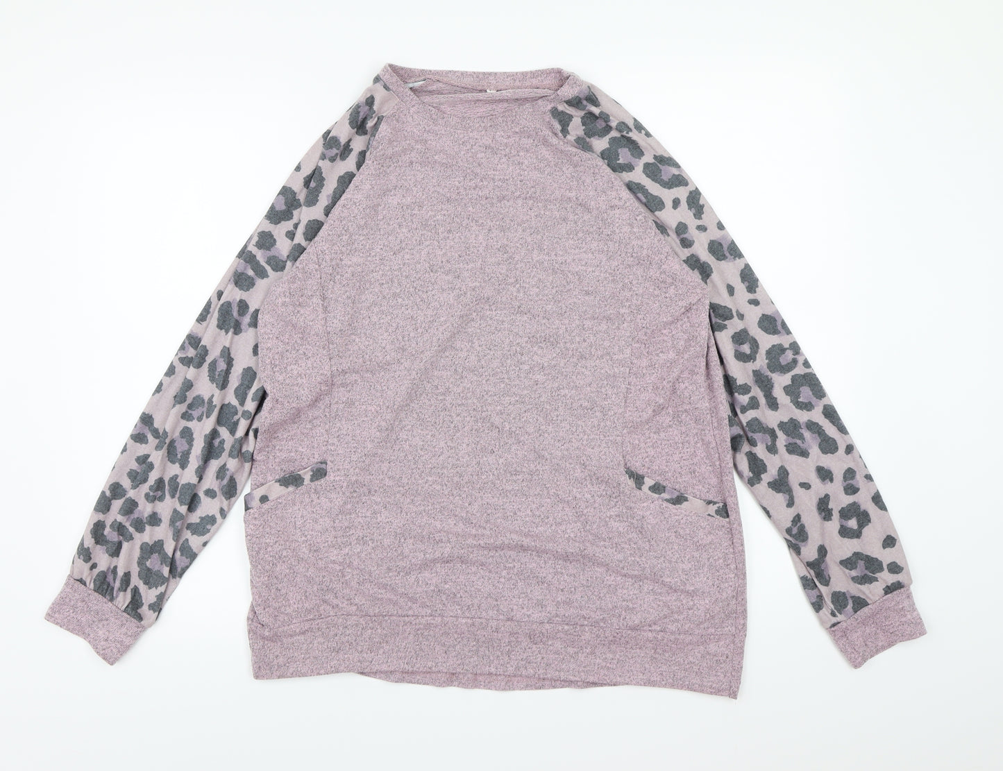 Preworn Womens Pink Animal Print Knit Pullover Jumper Size L