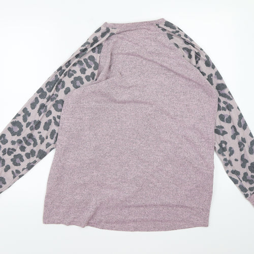 Preworn Womens Pink Animal Print Knit Pullover Jumper Size L