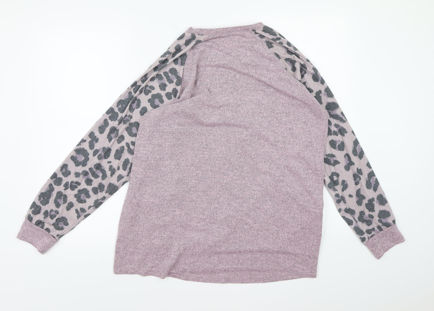 Preworn Womens Pink Animal Print Knit Pullover Jumper Size L