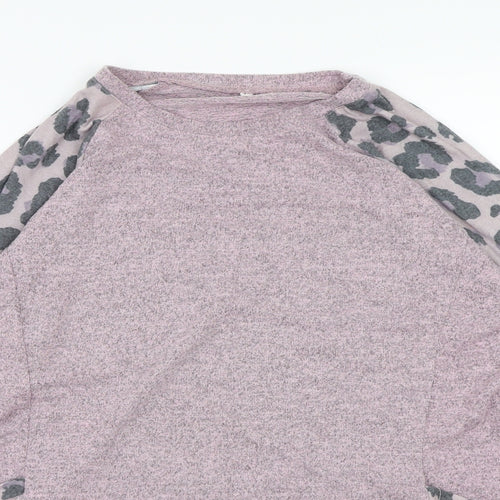 Preworn Womens Pink Animal Print Knit Pullover Jumper Size L