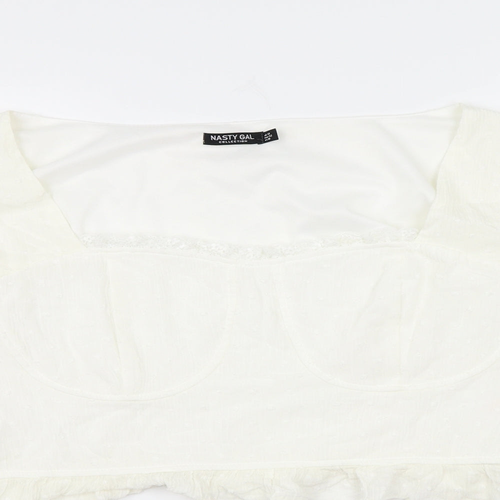 Nasty Gal Womens White   Cropped Blouse Size 14