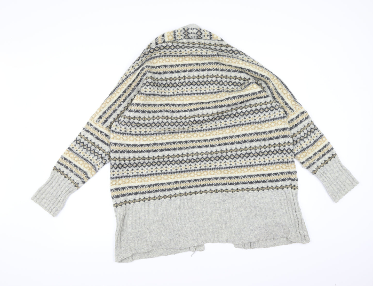 Papaya Womens Grey Plaid Knit Cardigan Jumper Size L