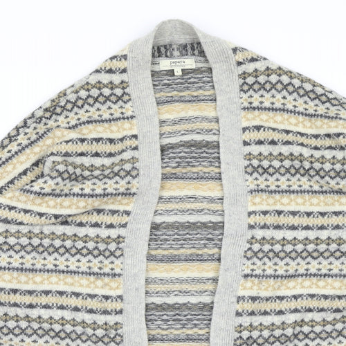 Papaya Womens Grey Plaid Knit Cardigan Jumper Size L