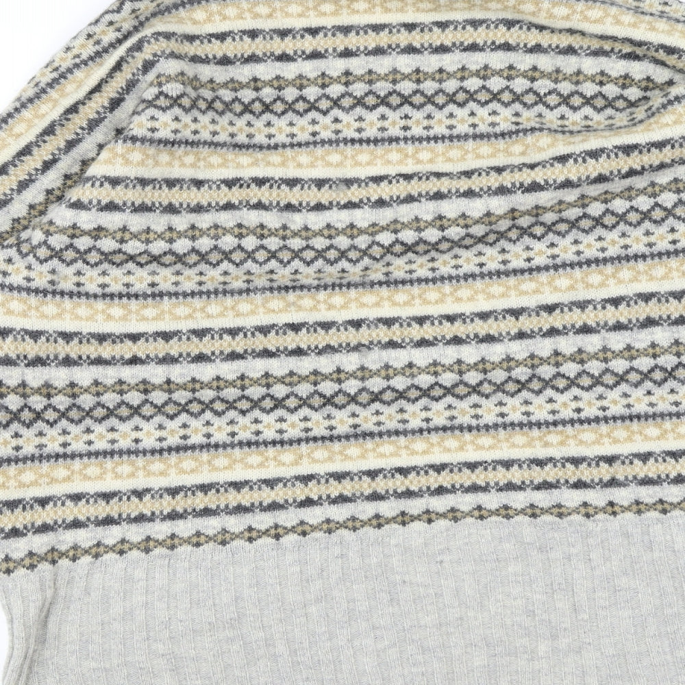Papaya Womens Grey Plaid Knit Cardigan Jumper Size L