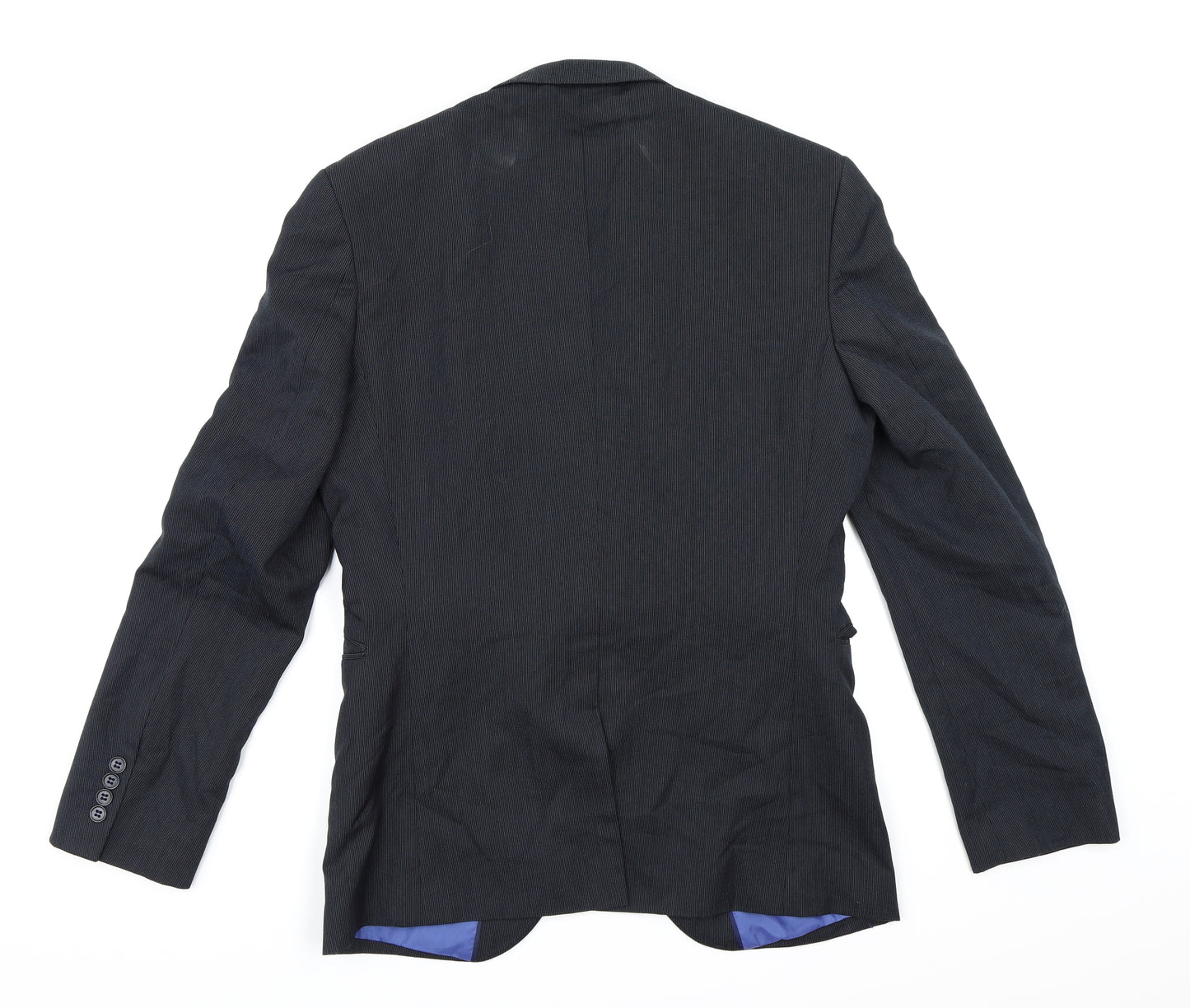 George Mens Blue Striped Rayon Jacket Suit Jacket Size 38