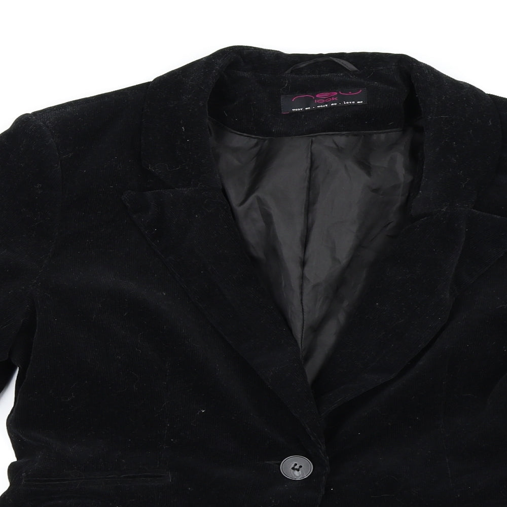 New Look Womens Black  Corduroy Jacket Blazer Size 16