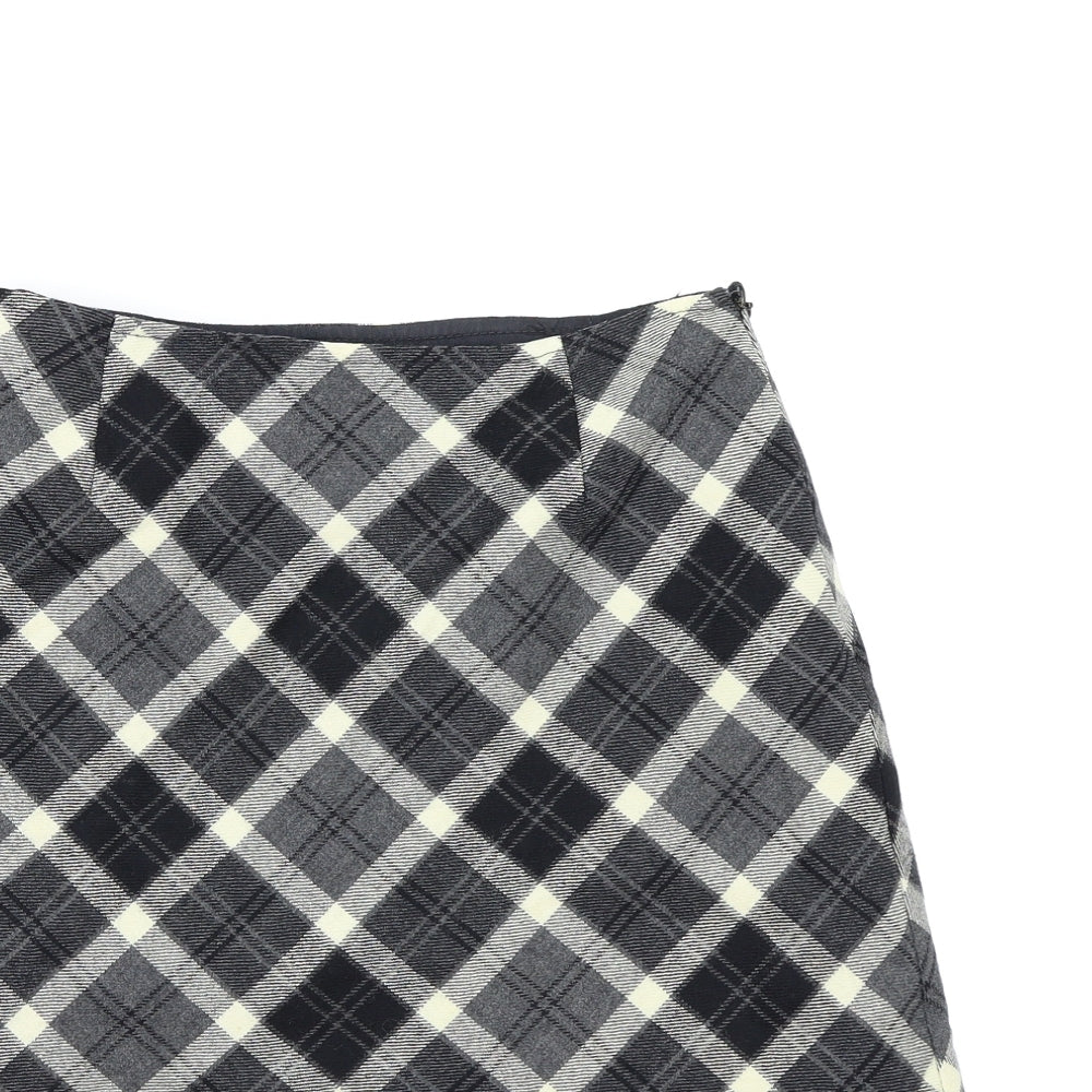 texton Womens Black Check  A-Line Skirt Size M