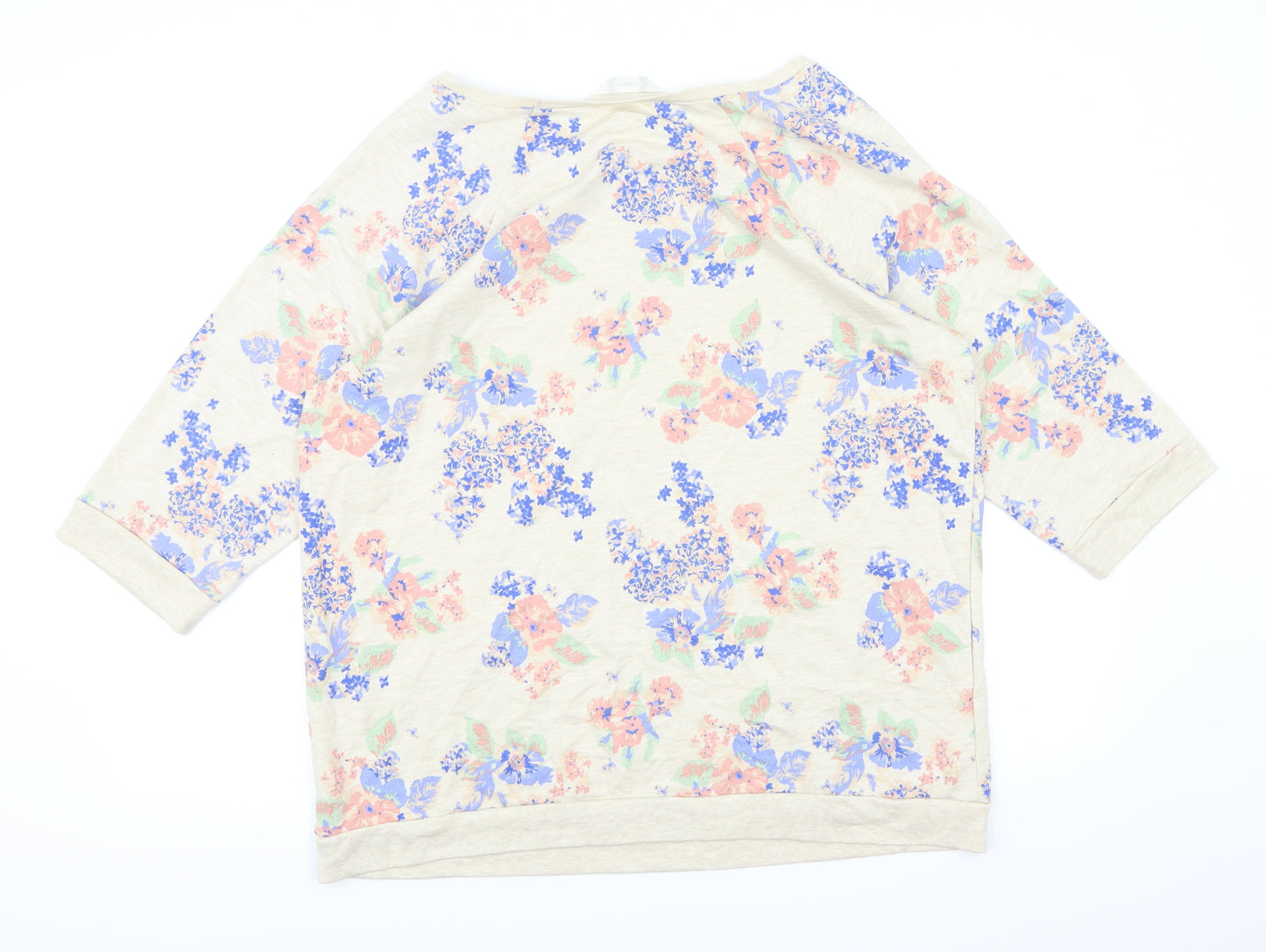 BHS Womens Beige Floral Jersey Pullover Sweatshirt Size 18