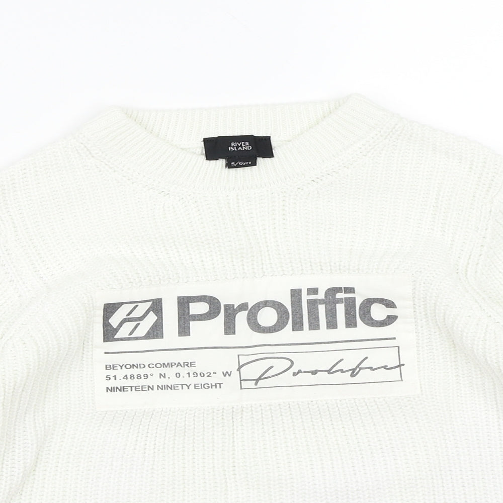 River Island Boys White  Knit  Jumper Size 5-6 Years
