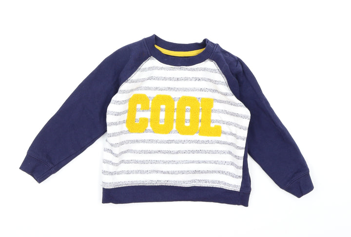 Nutmeg Boys Blue Striped Jersey Pullover Jumper Size 12-18 Months - Sweatshirt