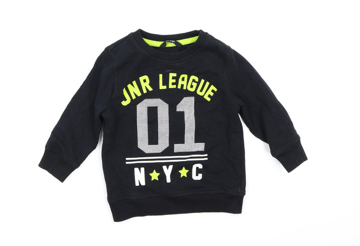George Boys Black Jersey Pullover Jumper Size 18-24 Months