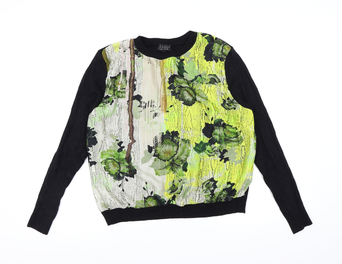 Topshop Womens Beige Floral  Pullover Jumper Size 14