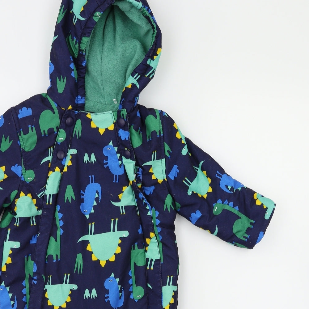 m&s Boys Blue Animal Print  Basic Jacket Snowsuit Size 12-18 Months