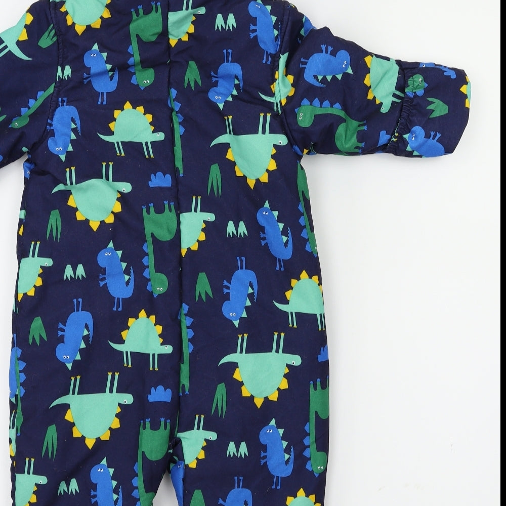 m&s Boys Blue Animal Print  Basic Jacket Snowsuit Size 12-18 Months