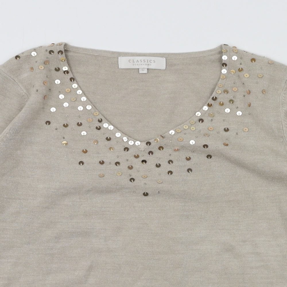Debenhams Womens Beige   Basic T-Shirt Size 12
